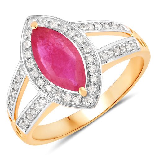 1.06 Carat Genuine Ruby and White Diamond 14K Yellow Gold Ring - Rings - Custom Crafting Alliance, LLC