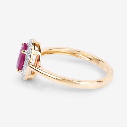 1.06 Carat Genuine Ruby and White Diamond 14K Yellow Gold Ring - Rings - Custom Crafting Alliance, LLC