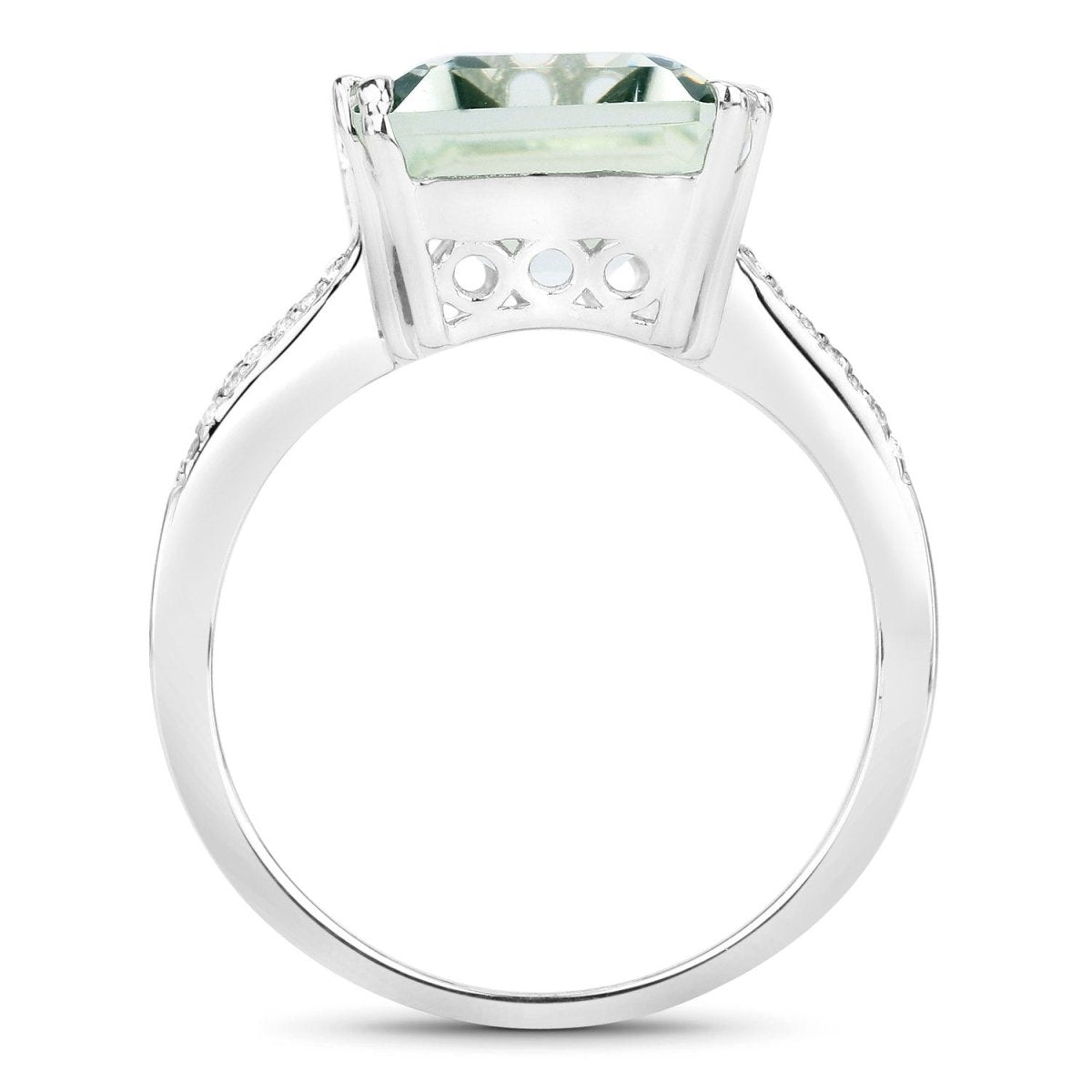 10.64 Carat Genuine Green Amethyst and White Topaz .925 Sterling Silver Ring - Rings - Custom Crafting Alliance, LLC