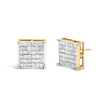 10K Yellow Gold 2.0 Cttw Invisible-Set Princess-Cut Diamond Stud Earrings