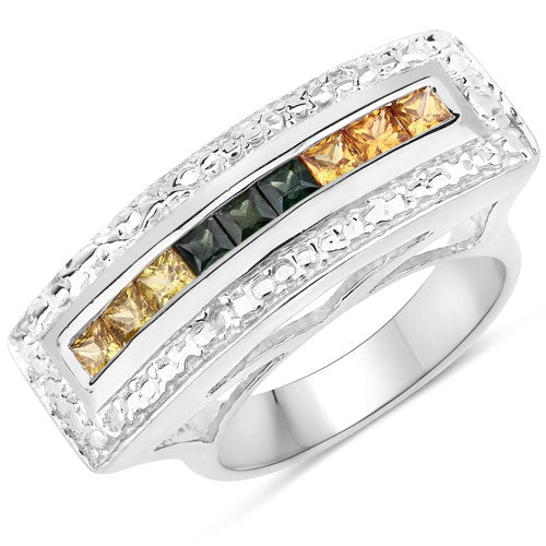 1.08 Carat Genuine Multi Sapphire .925 Sterling Silver Ring - Rings - Custom Crafting Alliance, LLC