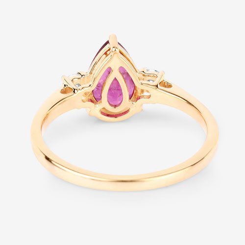 1.08 Carat Genuine Ruby and White Diamond 14K Yellow Gold Ring - Rings - Custom Crafting Alliance, LLC