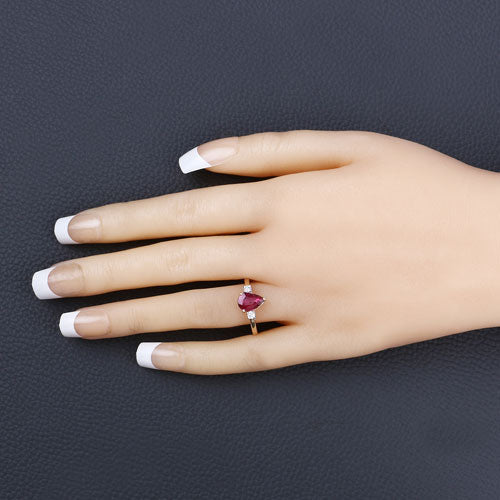 1.08 Carat Genuine Ruby and White Diamond 14K Yellow Gold Ring - Rings - Custom Crafting Alliance, LLC