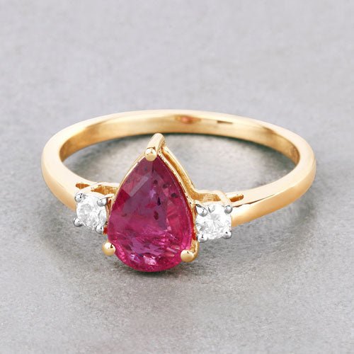 1.08 Carat Genuine Ruby and White Diamond 14K Yellow Gold Ring - Rings - Custom Crafting Alliance, LLC