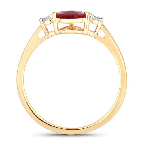 1.08 Carat Genuine Ruby and White Diamond 14K Yellow Gold Ring - Rings - Custom Crafting Alliance, LLC