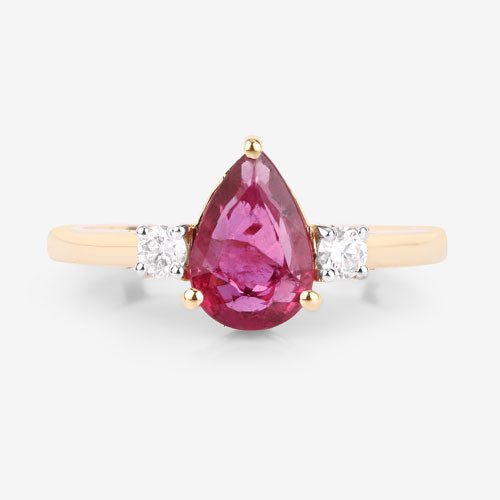1.08 Carat Genuine Ruby and White Diamond 14K Yellow Gold Ring - Rings - Custom Crafting Alliance, LLC