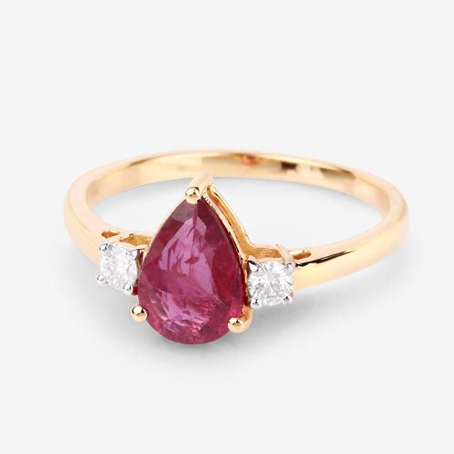 1.08 Carat Genuine Ruby and White Diamond 14K Yellow Gold Ring - Rings - Custom Crafting Alliance, LLC
