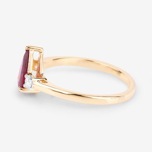 1.08 Carat Genuine Ruby and White Diamond 14K Yellow Gold Ring - Rings - Custom Crafting Alliance, LLC