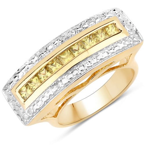 1.08 Carat Genuine Yellow Sapphire .925 Sterling Silver Ring - Rings - Custom Crafting Alliance, LLC