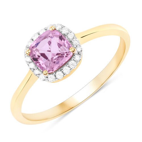 1.09 Carat Genuine Pink Spinel and White Diamond 14K Yellow Gold Ring - Rings - Custom Crafting Alliance, LLC