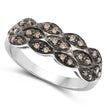 0.31 Carat Genuine Champagne Diamond .925 Sterling Silver Ring