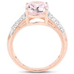 14K Rose Gold Plated 3.27 Carat Genuine Kunzite Oval and White Zircon .925 Sterling Silver Ring Ring