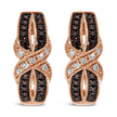 10K Rose Gold 1/3 Cttw White and Brown Diamond Milgrain Criss Cross J-Hoop Earrings (I-J Color, I1-I2 Clarity) - Earrings - Custom Crafting Alliance, LLC