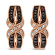 10K Rose Gold 1/3 Cttw White and Brown Diamond Milgrain Criss Cross J-Hoop Earrings (I-J Color, I1-I2 Clarity) - Earrings - Custom Crafting Alliance, LLC