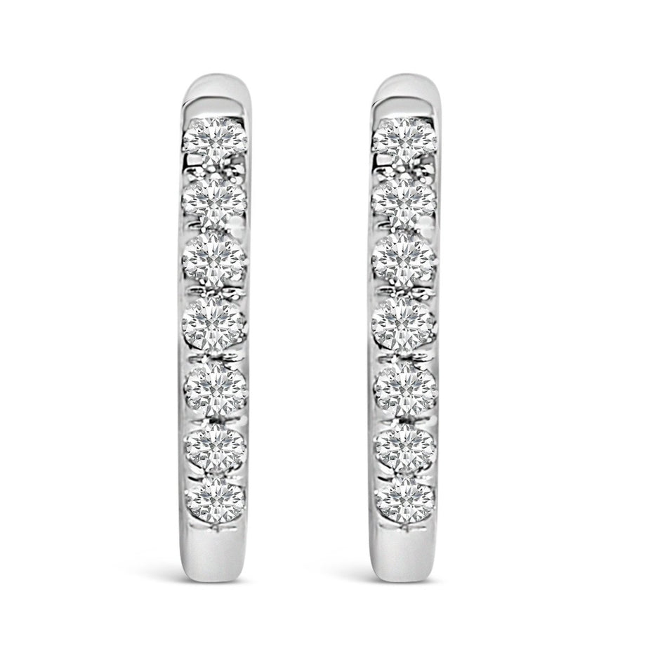 10K Rose Gold 1/4 Cttw Diamond Double Sided Huggie Hoop Earrings - Earrings - Custom Crafting Alliance, LLC