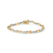 10K Two-Tone Gold 1/2 Cttw Diamond Alternating 3 Stone and X-Link 7