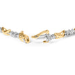 10K Two-Tone Gold 1/2 Cttw Diamond Alternating 3 Stone and X-Link 7