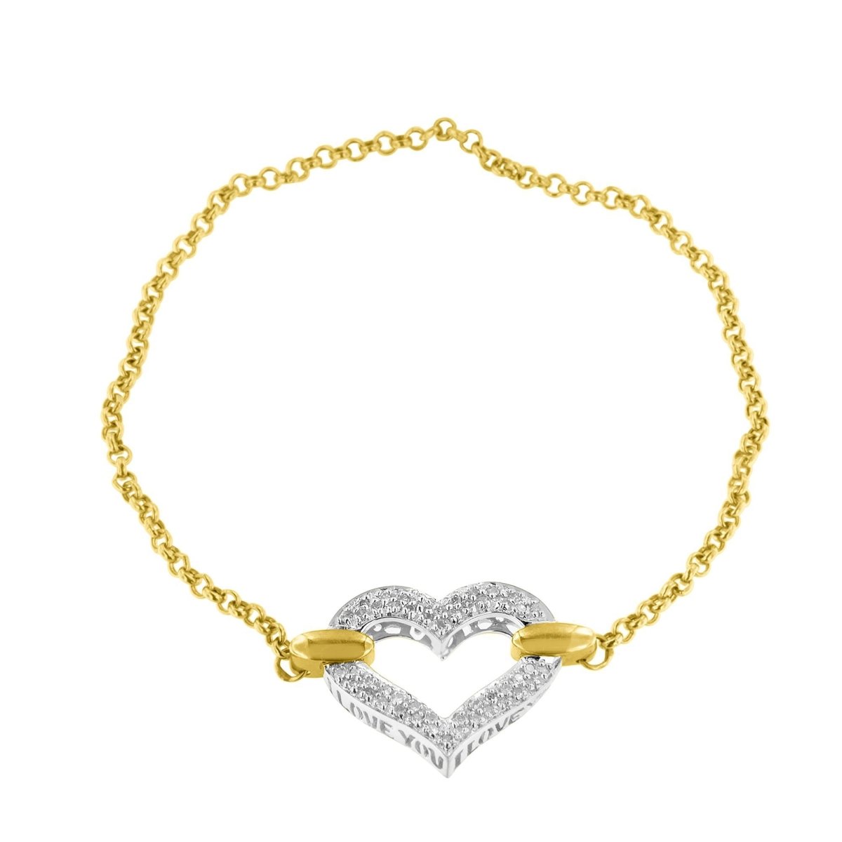 10K Two Tone Gold 1/4 Cttw Diamond Encrusted Heart Charm 7