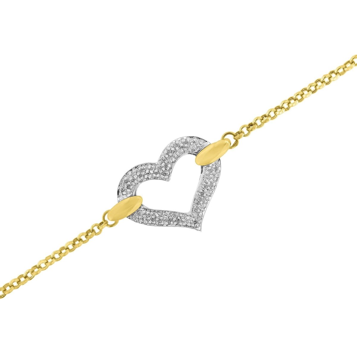 10K Two Tone Gold 1/4 Cttw Diamond Encrusted Heart Charm 7