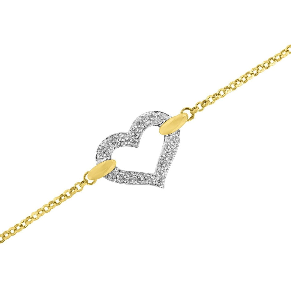 10K Two Tone Gold 1/4 Cttw Diamond Encrusted Heart Charm 7