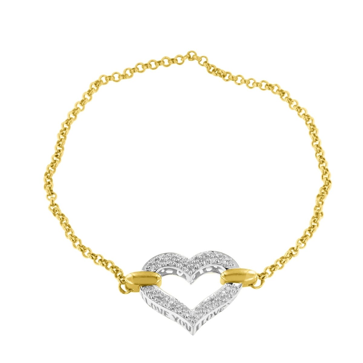 10K Two Tone Gold 1/4 Cttw Diamond Encrusted Heart Charm 7