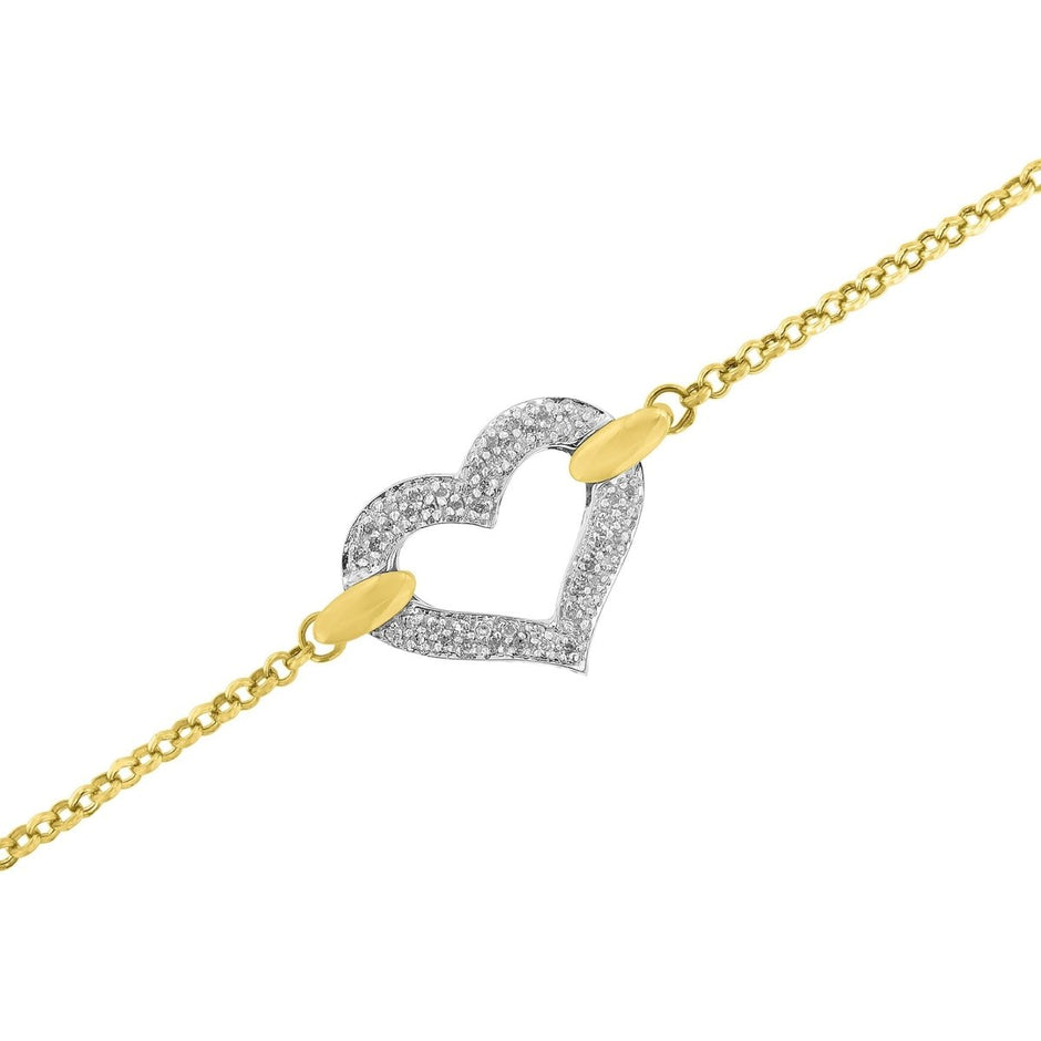10K Two Tone Gold 1/4 Cttw Diamond Encrusted Heart Charm 7