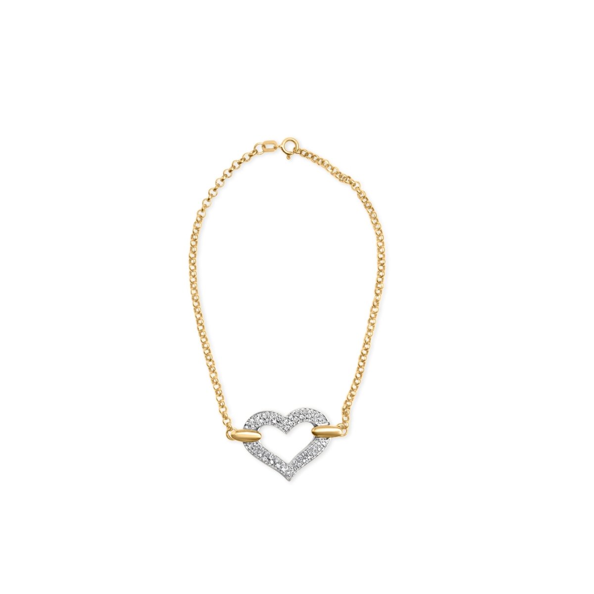 10K Two Tone Gold 1/4 Cttw Diamond Encrusted Heart Charm 7