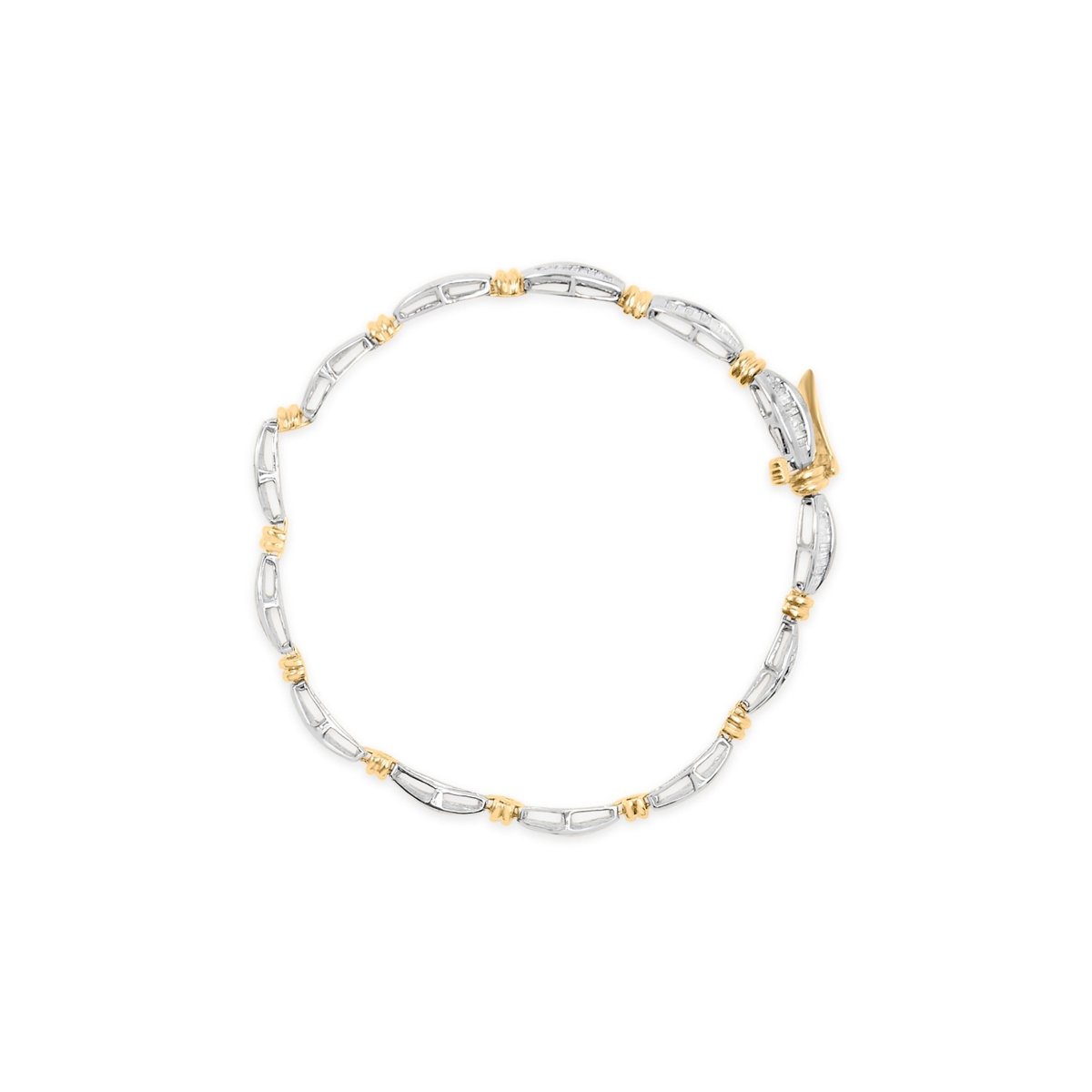 10K Two-Tone Gold 2.0 Cttw Baguette Diamond Channel Link Bracelet - Bracelets - Custom Crafting Alliance, LLC