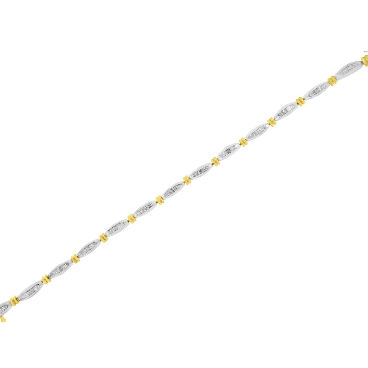 10K Two-Tone Gold 2.0 Cttw Baguette Diamond Channel Link Bracelet - Bracelets - Custom Crafting Alliance, LLC