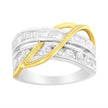 10K White and Yellow Gold 1 1/10 cttw Channel-Set Diamond Bypass Band Ring (J Color, I3 Clarity) - Size 7 - Rings - Custom Crafting Alliance, LLC