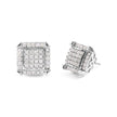 10K White Gold 1 1/10 Cttw Princess Diamond Composite and Halo Stud Earrings (I-J Color, I1-I2 Clarity) - Earrings - Custom Crafting Alliance, LLC