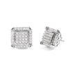 10K White Gold 1 1/10 Cttw Princess Diamond Composite and Halo Stud Earrings (I-J Color, I1-I2 Clarity) - Earrings - Custom Crafting Alliance, LLC