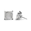 10K White Gold 1 1/4 Cttw Princess Diamond Composite Double Square and Halo Stud Earrings (I-J Color, I1-I2 Clarity) - Earrings - Custom Crafting Alliance, LLC