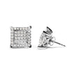 10K White Gold 1 1/4 Cttw Princess Diamond Composite Double Square and Halo Stud Earrings (I-J Color, I1-I2 Clarity) - Earrings - Custom Crafting Alliance, LLC