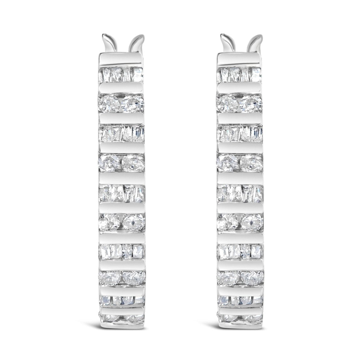 10K White Gold 1.0 Cttw Alternating Diamond 