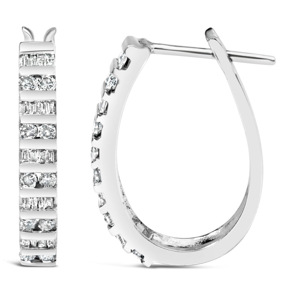 10K White Gold 1.0 Cttw Alternating Diamond 