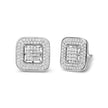 10K White Gold 1.0 Cttw Round and Princess Cut Diamond Composite Open Halo Stud Earrings (H-I Color, SI1-SI2 Clarity) - Earrings - Custom Crafting Alliance, LLC