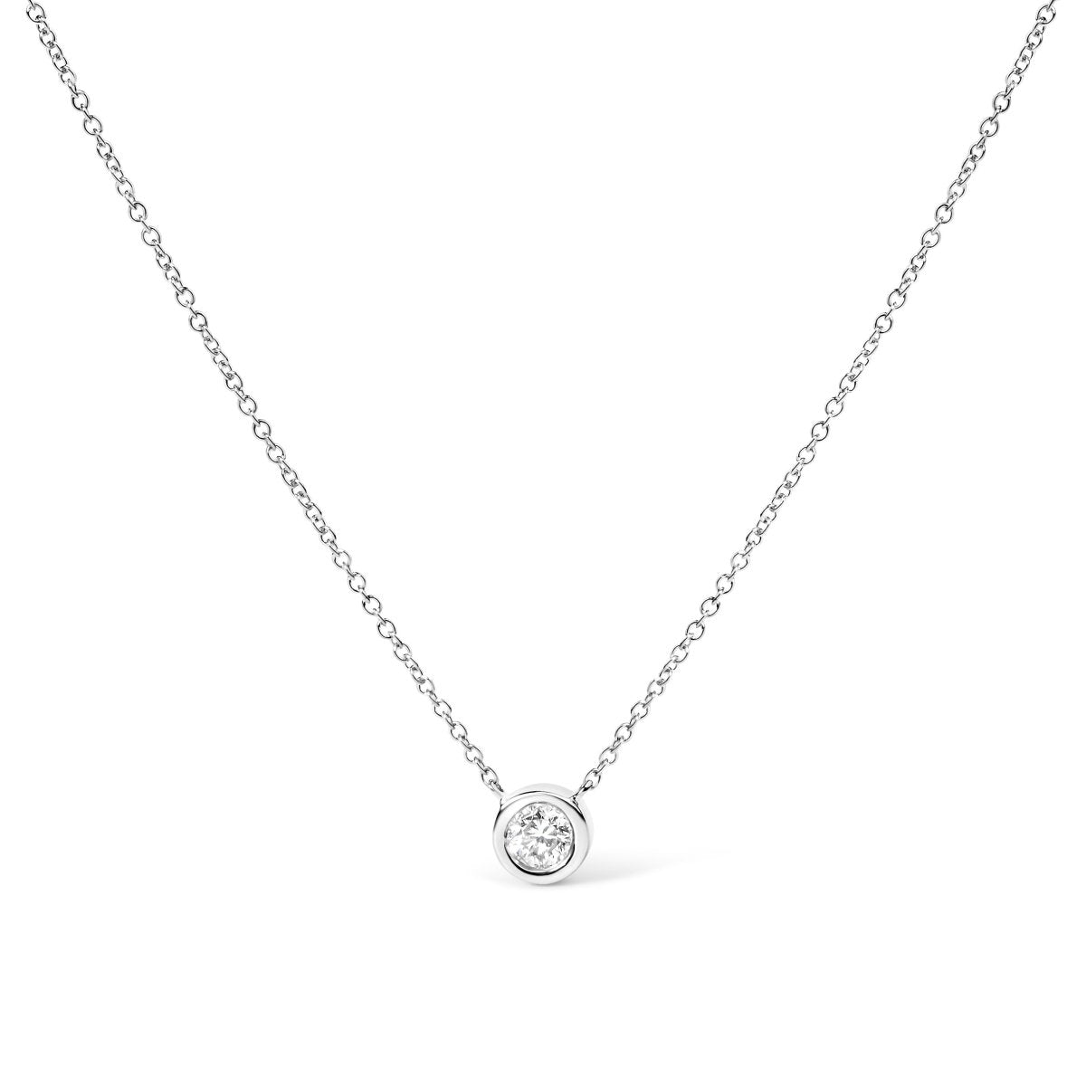 10K White Gold 1/10 Carat Round Brilliant-Cut Diamond Modern Bezel-Set Solitaire 16