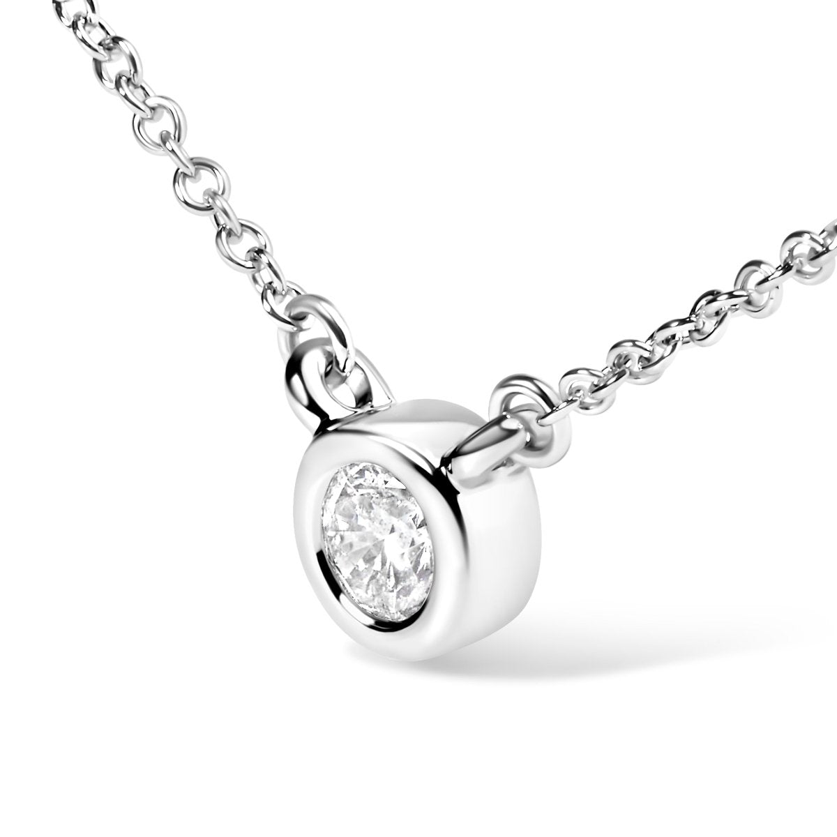 10K White Gold 1/10 Carat Round Brilliant-Cut Diamond Modern Bezel-Set Solitaire 16