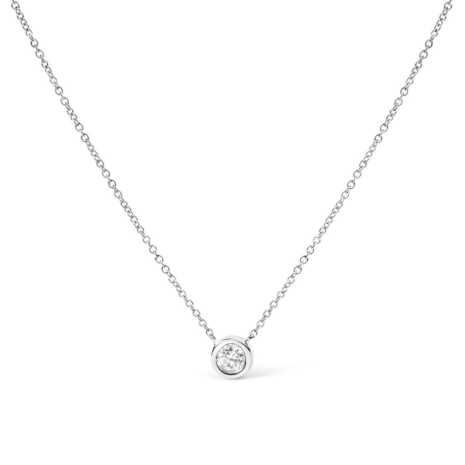 10K White Gold 1/10 Carat Round Brilliant-Cut Diamond Modern Bezel-Set Solitaire 16