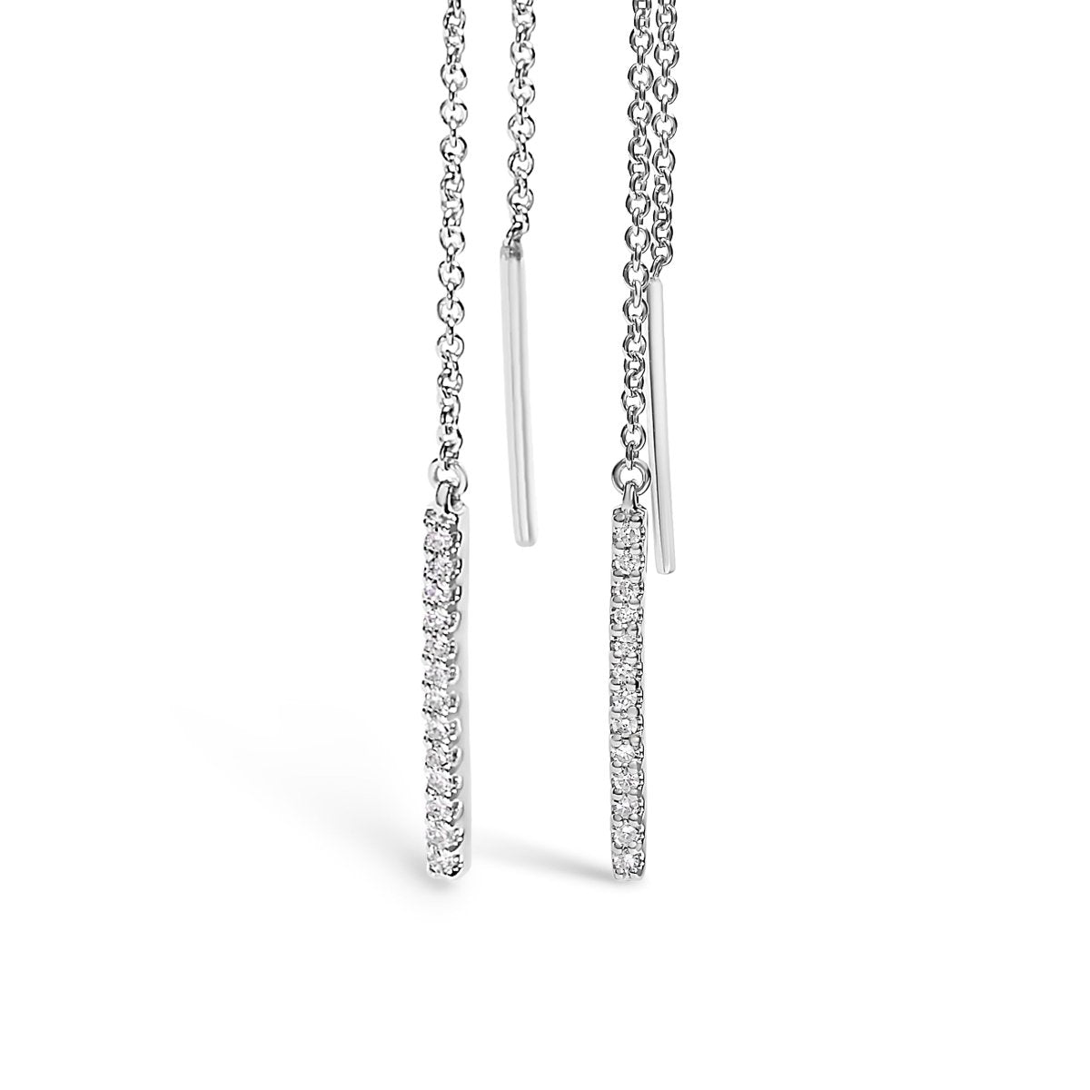 10K White Gold 1/10 Cttw Diamond Threader Earrings - Earrings - Custom Crafting Alliance, LLC