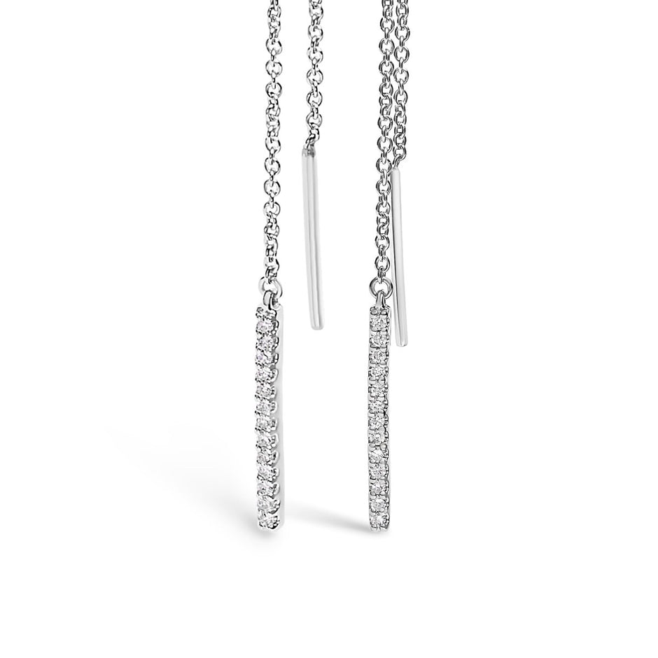 10K White Gold 1/10 Cttw Diamond Threader Earrings - Earrings - Custom Crafting Alliance, LLC