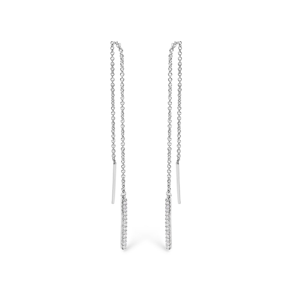 10K White Gold 1/10 Cttw Diamond Threader Earrings - Earrings - Custom Crafting Alliance, LLC