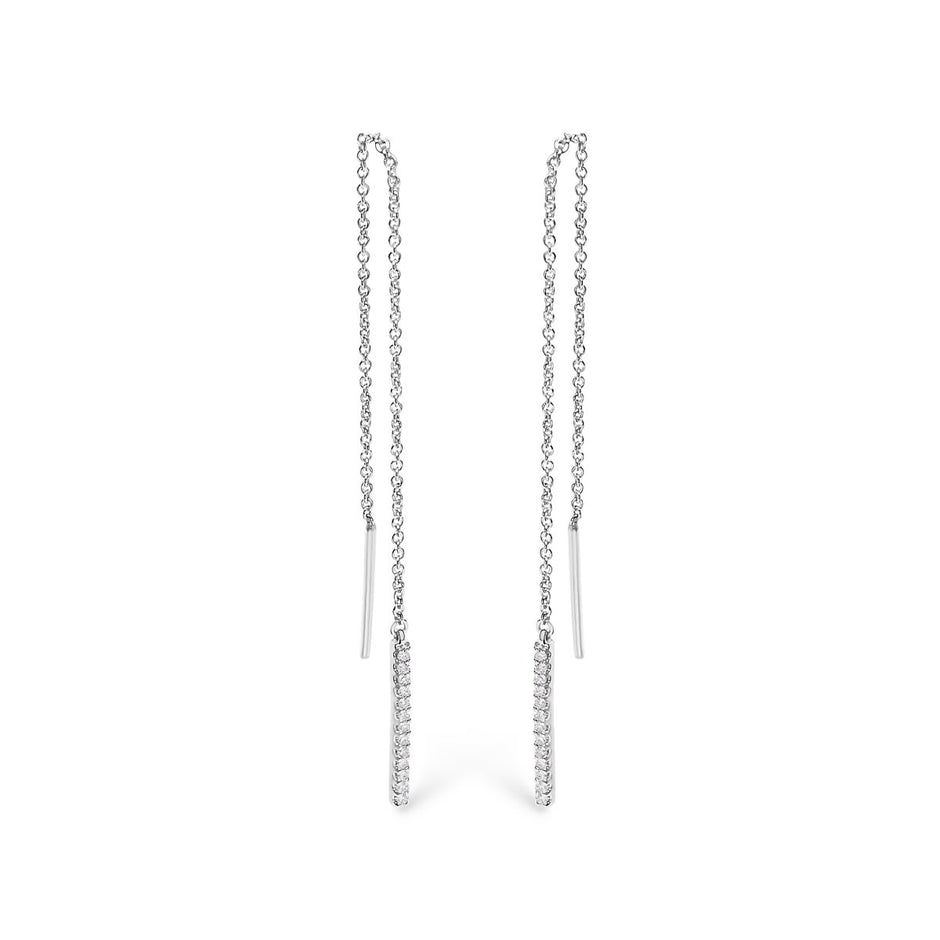 10K White Gold 1/10 Cttw Diamond Threader Earrings - Earrings - Custom Crafting Alliance, LLC