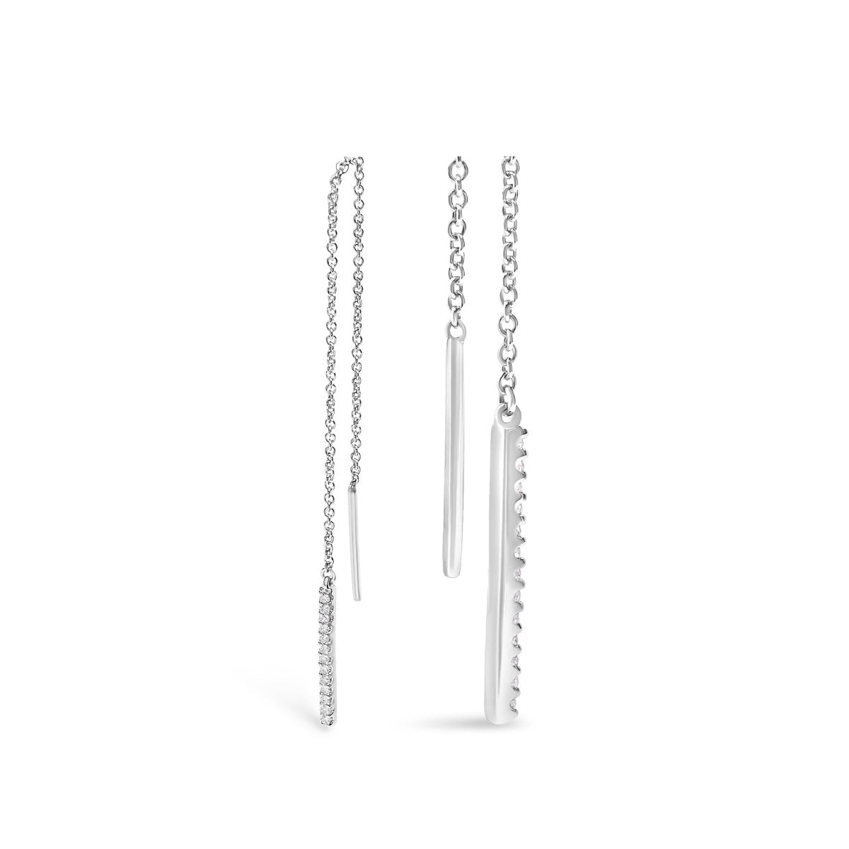 10K White Gold 1/10 Cttw Diamond Threader Earrings - Earrings - Custom Crafting Alliance, LLC