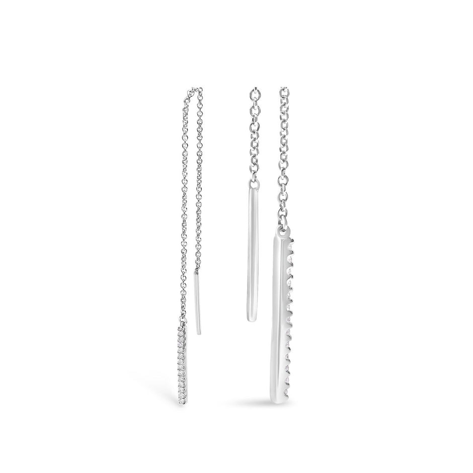 10K White Gold 1/10 Cttw Diamond Threader Earrings - Earrings - Custom Crafting Alliance, LLC