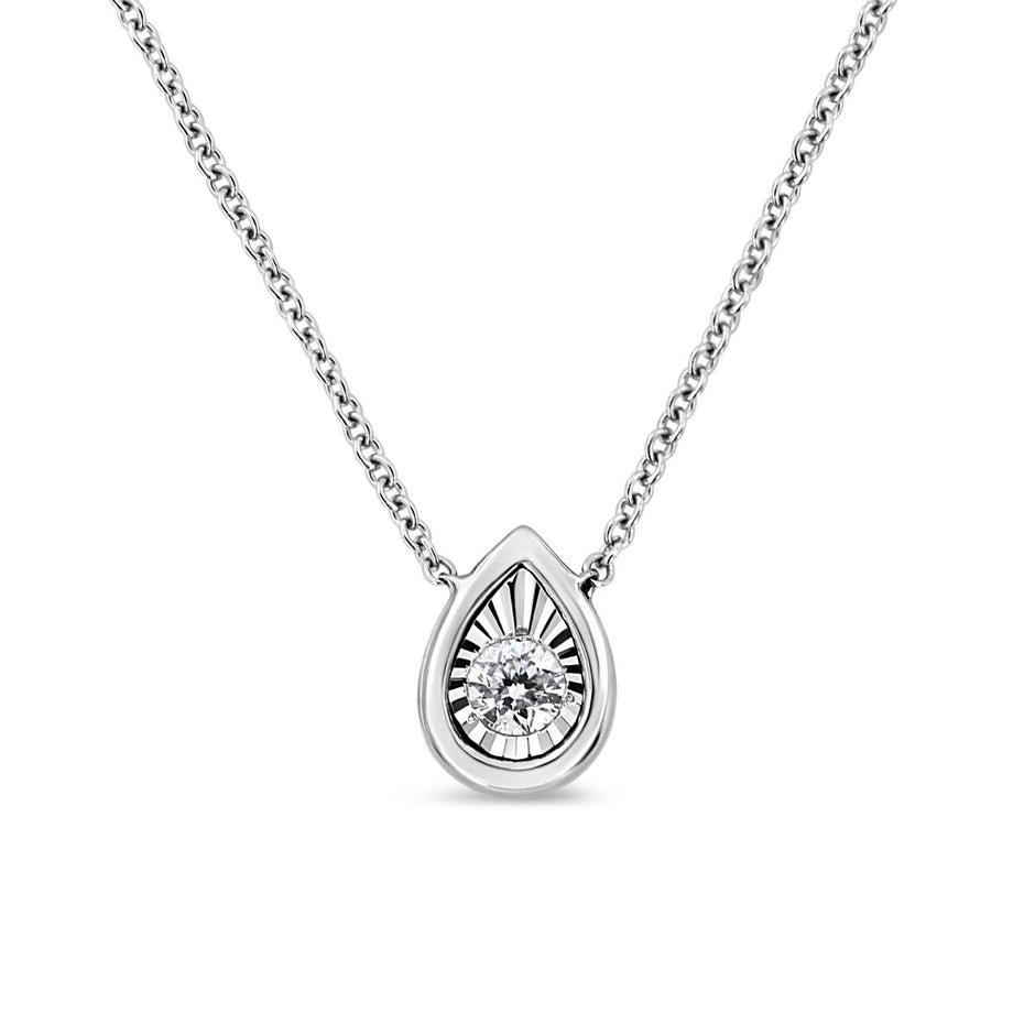 10K White Gold 1/10 Cttw Miracle Set Round-Cut Diamond Square Shape 18