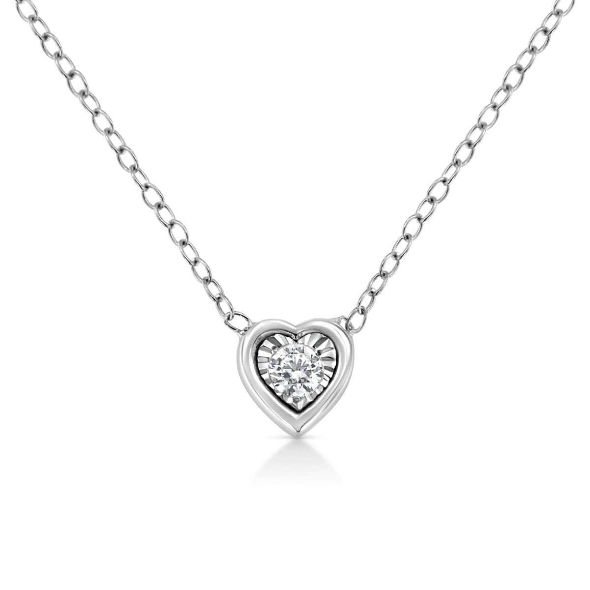 10K White Gold 1/10 Cttw Miracle Set Round-Cut Diamond Square Shape 18
