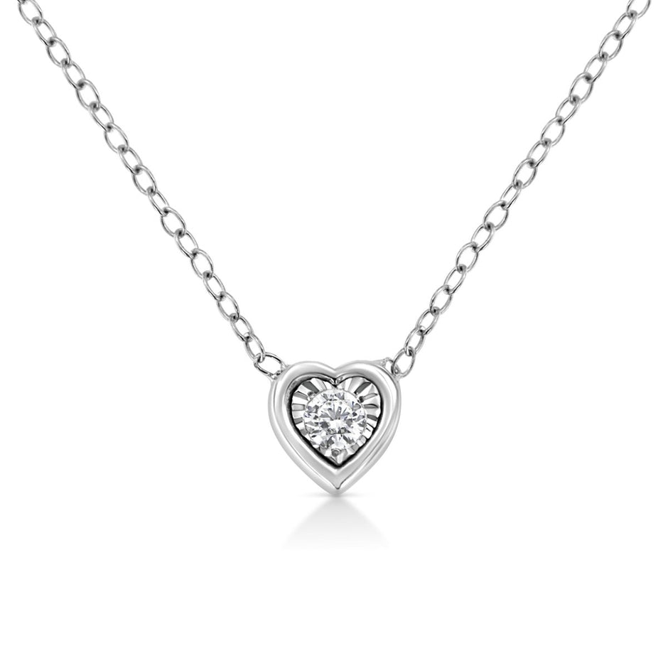 10K White Gold 1/10 Cttw Miracle Set Round-Cut Diamond Square Shape 18