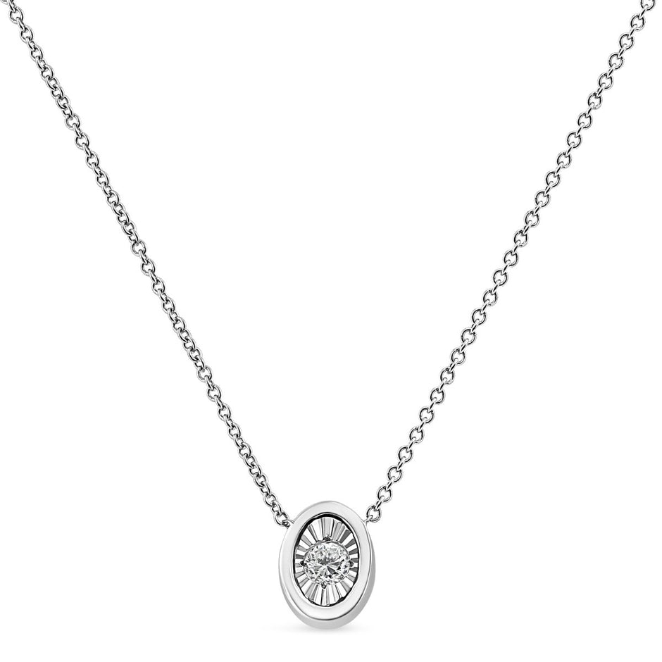 10K White Gold 1/10 Cttw Miracle Set Round-Cut Diamond Square Shape 18